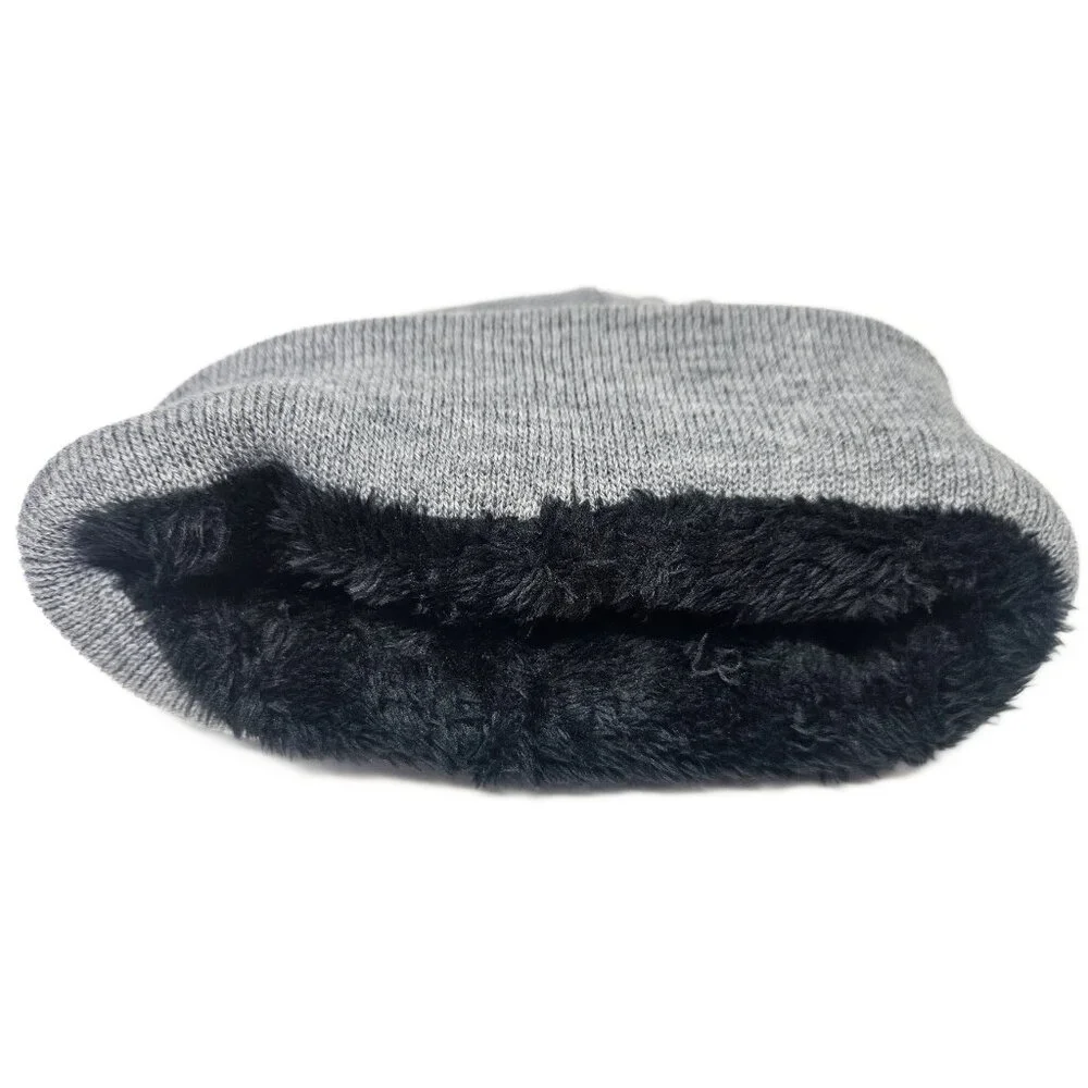 Puerto Rico Embroidered Skull Cap Beanie Winter Hat, Warm Lined, Grey, NWT - Picture 2 of 3